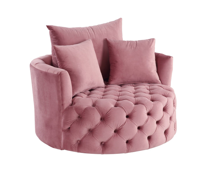 Zunyas - Velvet Accent Chair With Swivel - Pink