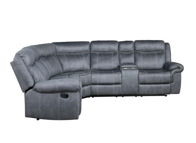 Dollum - Motion Sectional Sofa - Two Tone Gray Velvet