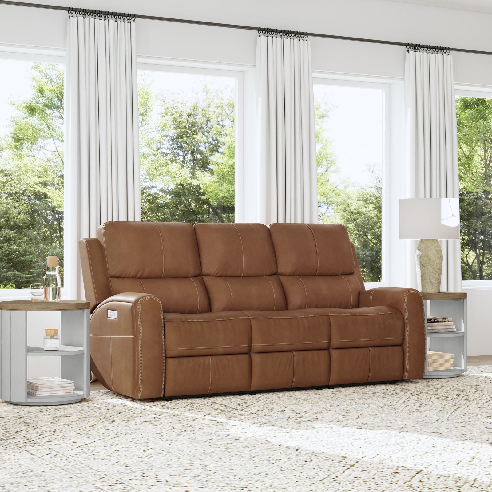 Flexsteel 1043-62PH-94672 Linden  Power Reclining Sofa With Power Headrests & Lumbar  Caramel