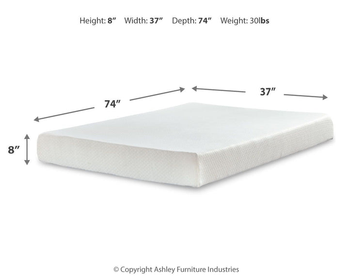 Chime 8 Inch Memory Foam - Twin Mattress - 8-inch - White