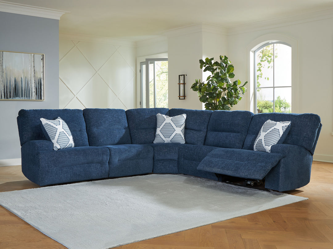 Acklen Place - 5-Piece Power Reclining Sectional - Navy by Ashley Furniture product image