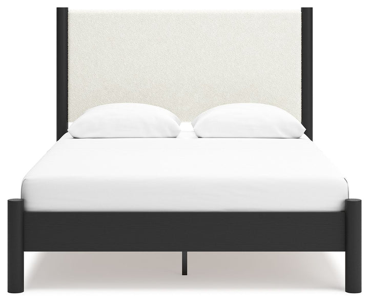 Cadmori - Queen Upholstered Panel Bed - Black / White by Ashley Furniture product image