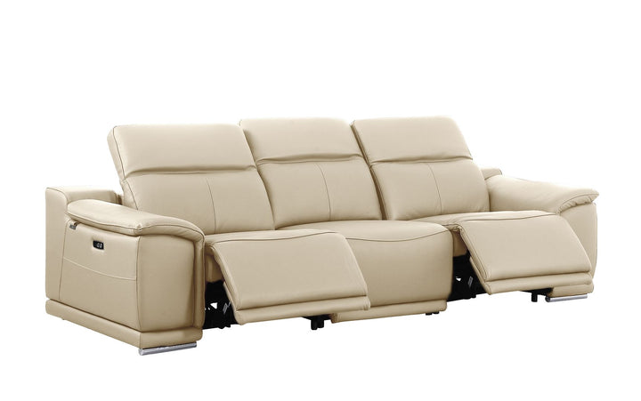 DivanItalia 9762 3-Piece Modular Power Reclining Sofa with 2 Power Recliners in Top Grain Italian Leather - Beige