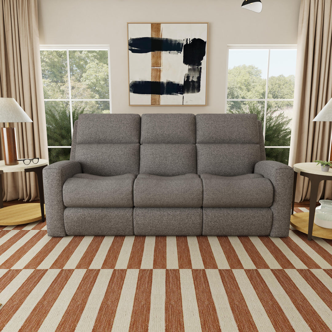 Flexsteel 2805-62L Score  Power Reclining Sofa With Power Headrests & Lumbar  Dark Gray