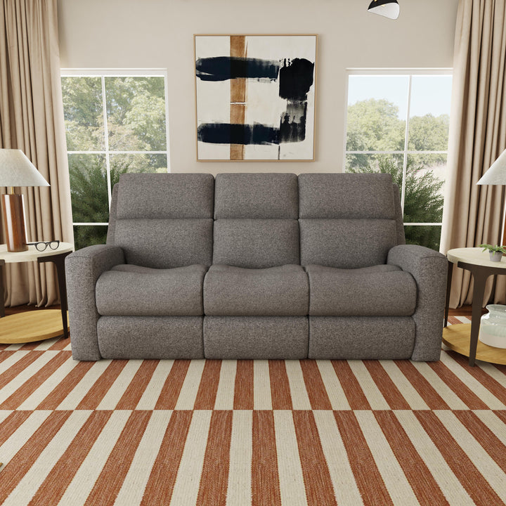 Flexsteel 2805-62L Score  Power Reclining Sofa With Power Headrests & Lumbar  Dark Gray