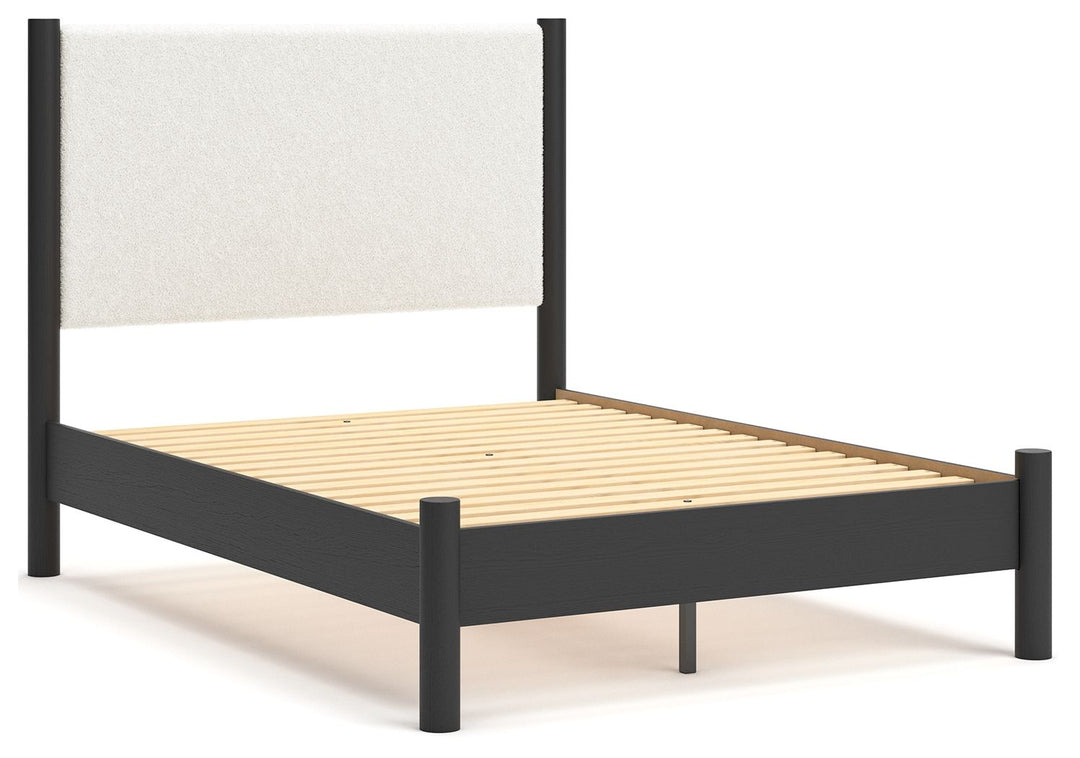 Cadmori - Full Upholstered Panel Bed - Black / White by Ashley Furniture product image