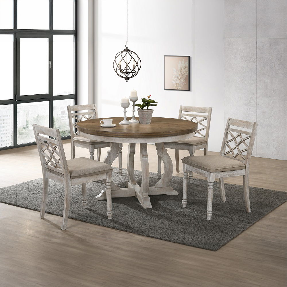 Cillin - Round Dining Table - Walnut & Antique White