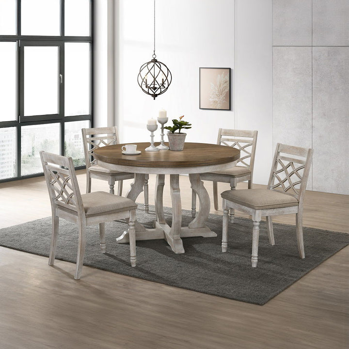 Cillin - Round Dining Table - Walnut & Antique White