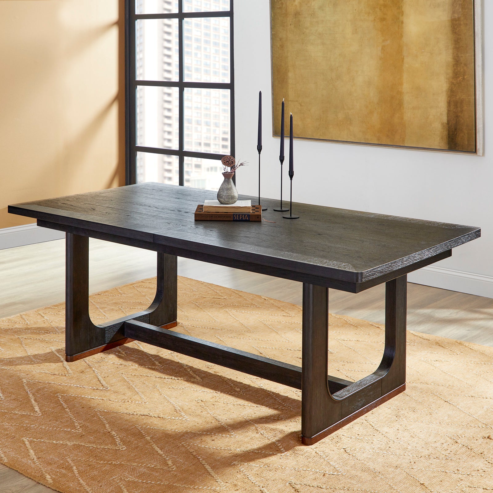 Waterfall  Rectangular Dining Table  Deep Ebony