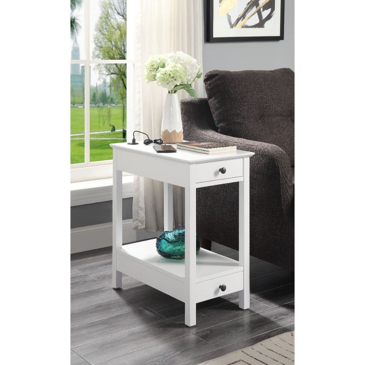 Byzad - Accent Table With USB - White