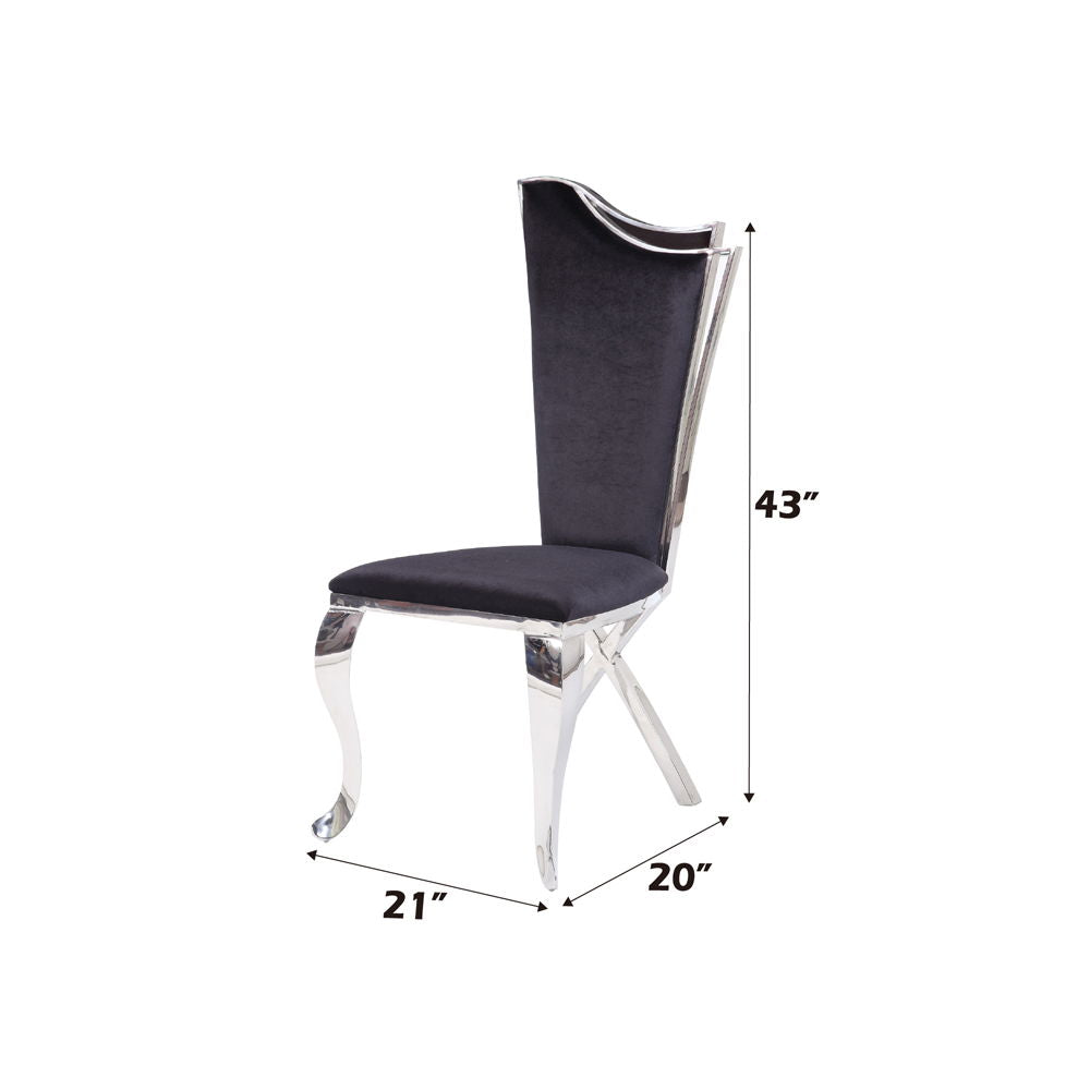 Cyrene - Side Chair Set of 2) - Black Fabric & Stainless Steel