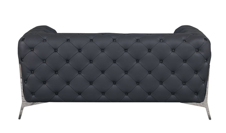 DivanItalia 970 Loveseat in Top-Grain Italian Leather - Dark Gray