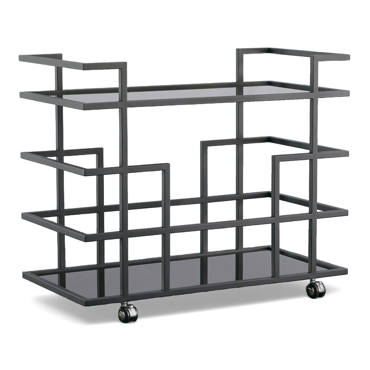 Deakin - Black Stainless Steel and Black Glass Wine Rack - View 2