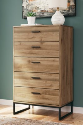 Deanlow Chest of Drawers - Light Brown Accent Chest modern furniture Contempo Furniture