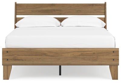 Deanlow Full Platform Panel Bed - Light Brown Panel Bed modern furniture Contempo Furniture