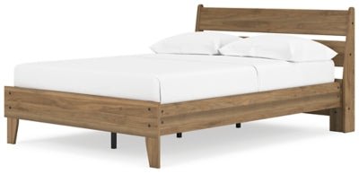 Deanlow Full Platform Panel Bed - Light Brown Panel Bed modern furniture Contempo Furniture