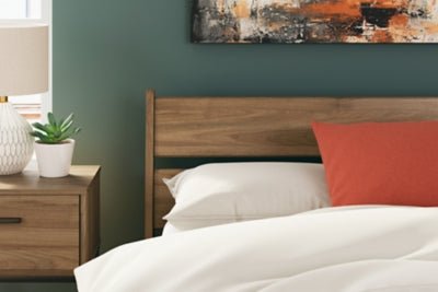 Deanlow Full Platform Panel Bed - Light Brown Panel Bed modern furniture Contempo Furniture