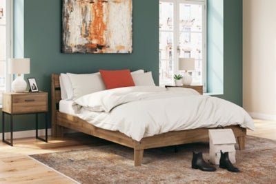 Deanlow Queen Platform Panel Bed - Light Brown Panel Bed modern furniture Contempo Furniture