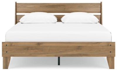Deanlow Queen Platform Panel Bed - Light Brown Panel Bed modern furniture Contempo Furniture