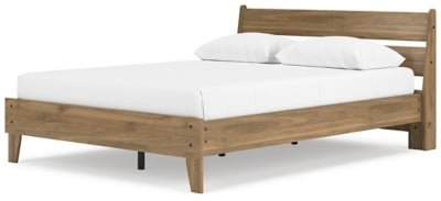 Deanlow Queen Platform Panel Bed - Light Brown Panel Bed modern furniture Contempo Furniture
