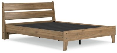 Deanlow Queen Platform Panel Bed - Light Brown Panel Bed modern furniture Contempo Furniture
