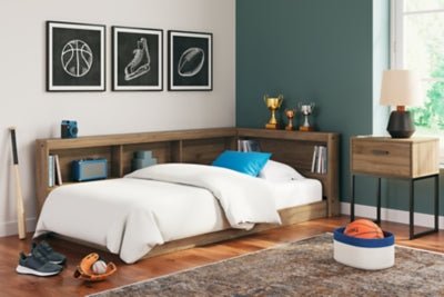 Deanlow Twin Bookcase Storage Bed - Light Brown Storage Bed modern furniture Contempo Furniture
