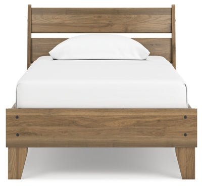 Deanlow Twin Platform Panel Bed - Light Brown Panel Bed modern furniture Contempo Furniture