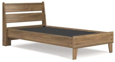 Deanlow Twin Platform Panel Bed - Light Brown Panel Bed modern furniture Contempo Furniture
