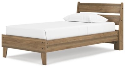 Deanlow Twin Platform Panel Bed - Light Brown Panel Bed modern furniture Contempo Furniture