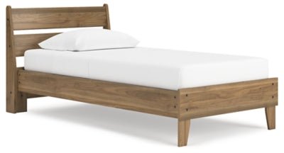Deanlow Twin Platform Panel Bed - Light Brown | Ashley Furniture