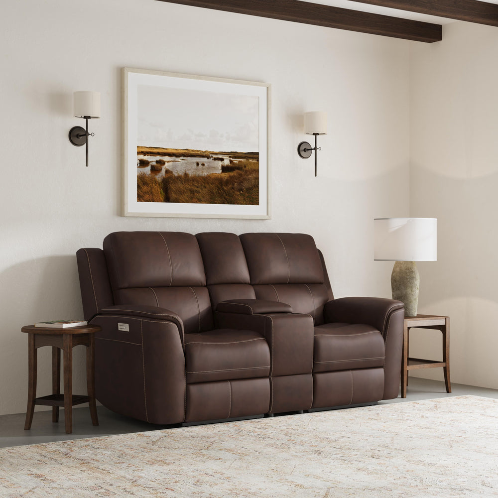 Flexsteel 1041-64PH-94671 Henry  Power Reclining Loveseat With Console & Power Headrests & Lumbar  Burnt Umber