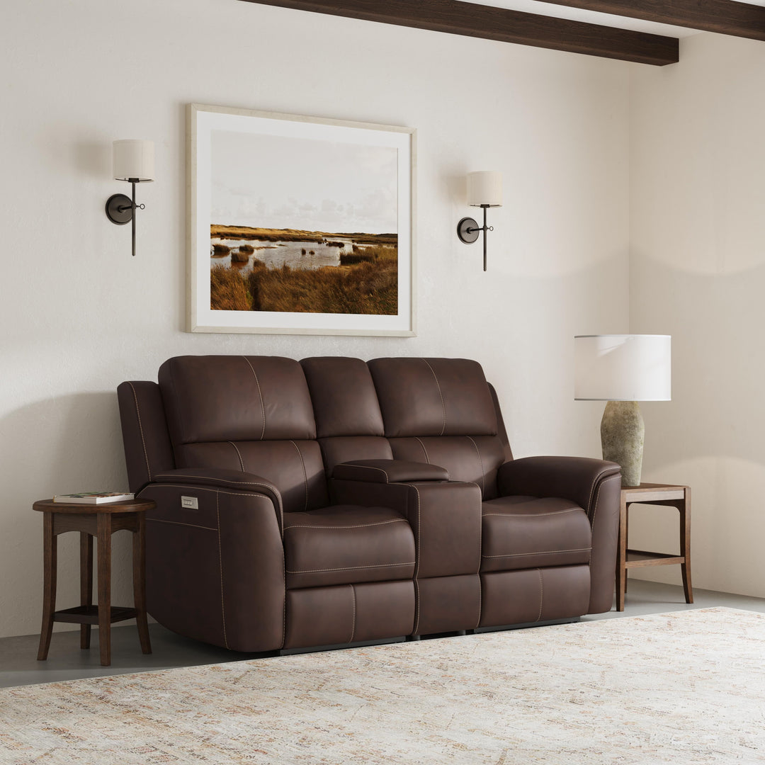 Flexsteel 1041-64PH-94671 Henry  Power Reclining Loveseat With Console & Power Headrests & Lumbar  Burnt Umber