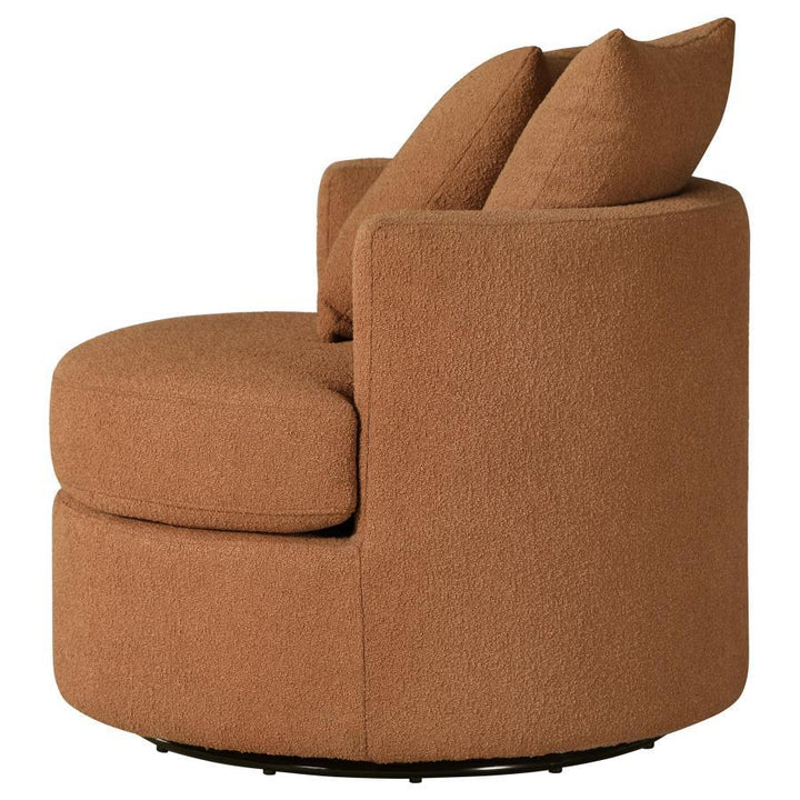 Debbie - Upholstered Swivel Accent Chair - Burnt Orange Swivel Chair modern furniture Contempo Furniture