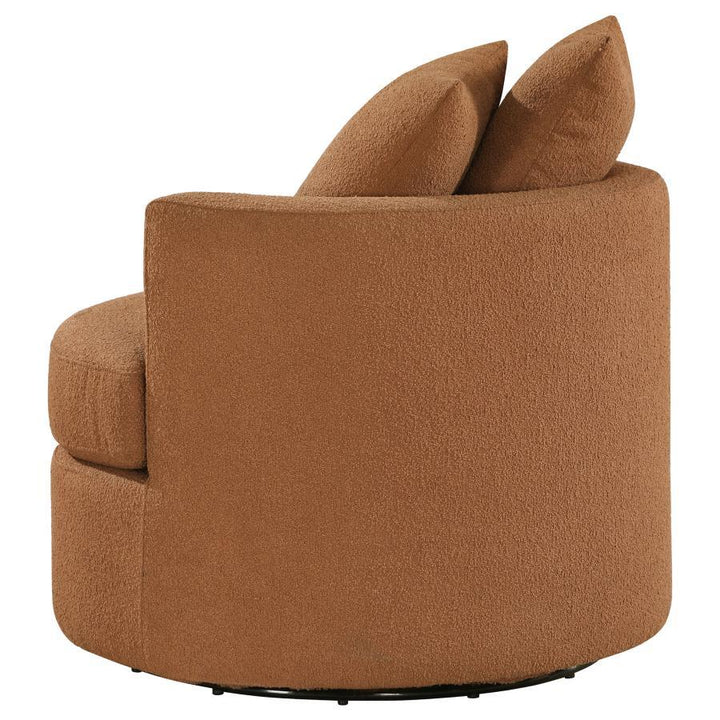 Debbie - Upholstered Swivel Accent Chair - Burnt Orange Swivel Chair modern furniture Contempo Furniture