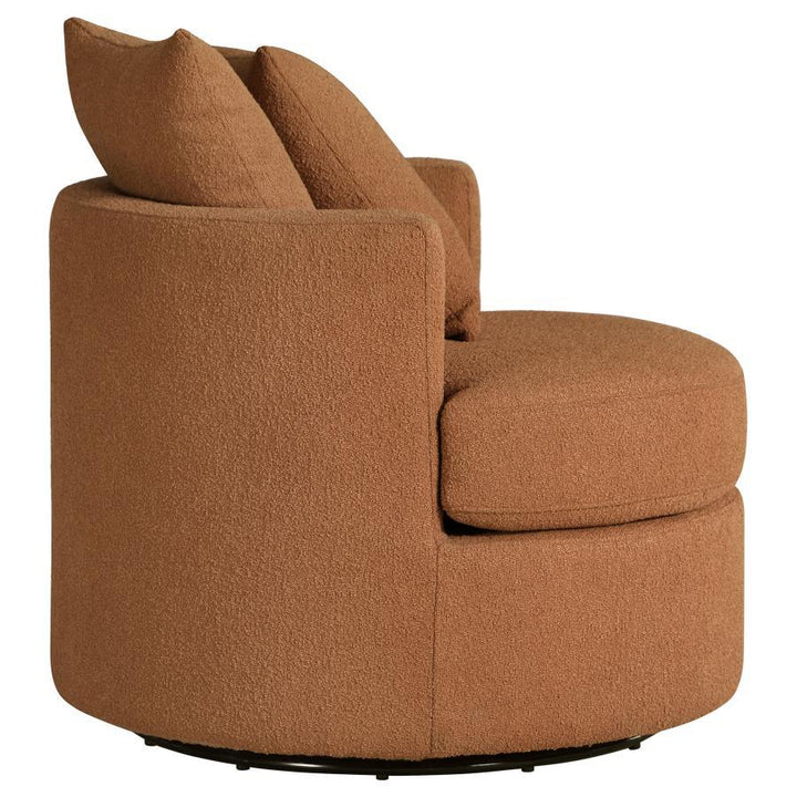 Debbie - Upholstered Swivel Accent Chair - Burnt Orange Swivel Chair modern furniture Contempo Furniture