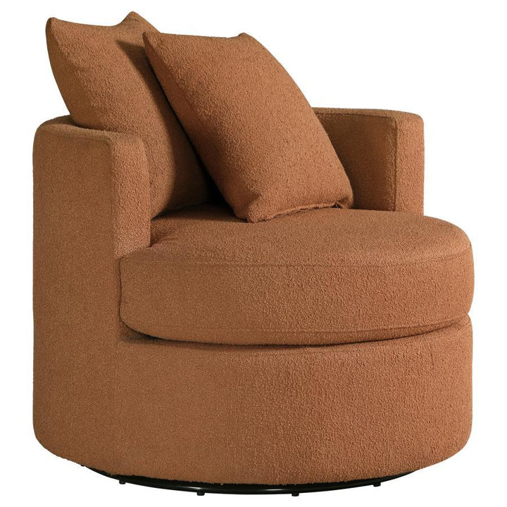 Debbie - Upholstered Swivel Accent Chair - Burnt Orange Swivel Chair modern furniture Contempo Furniture