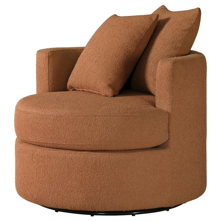 Debbie - Upholstered Swivel Accent Chair - Burnt Orange Swivel Chair modern furniture Contempo Furniture