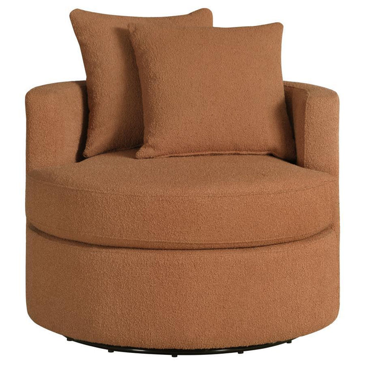 Debbie - Upholstered Swivel Accent Chair - Burnt Orange Swivel Chair modern furniture Contempo Furniture