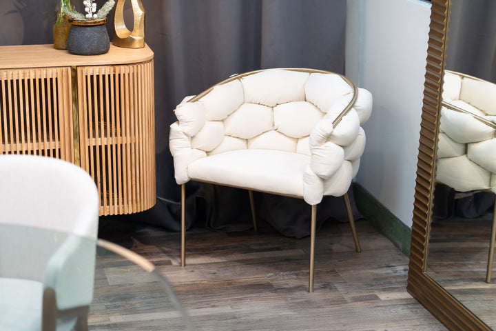 Debra Modern Off-White Fabric Dining Chair
