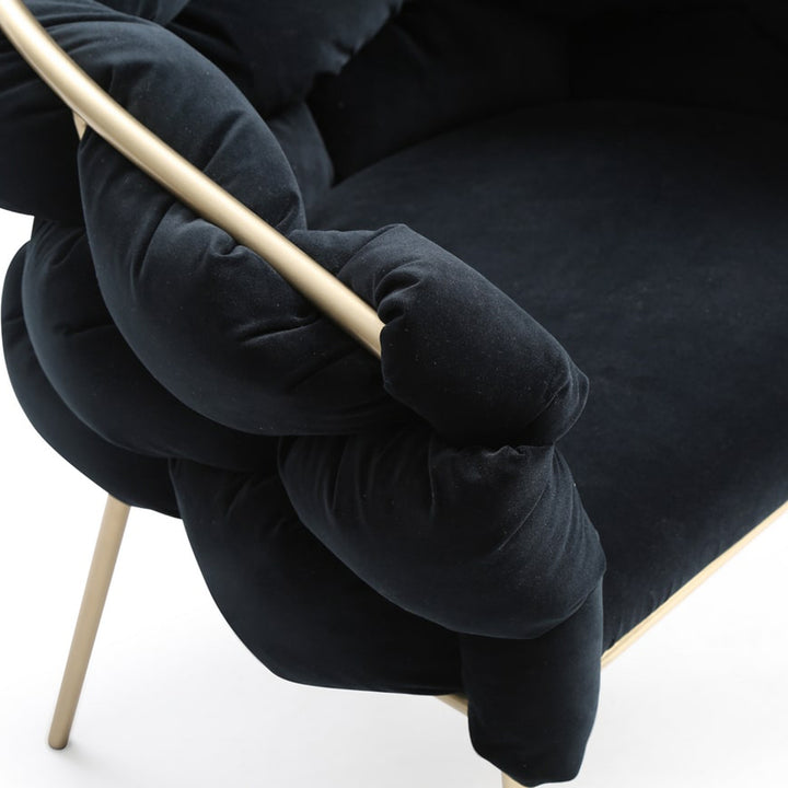 Debra - Modern Black Velvet + Brushed Brass Dining Chair