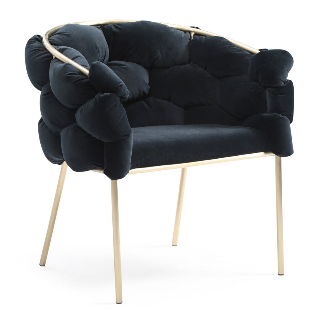 Debra  Modern Black Velvet + Brushed Brass Dining Chair