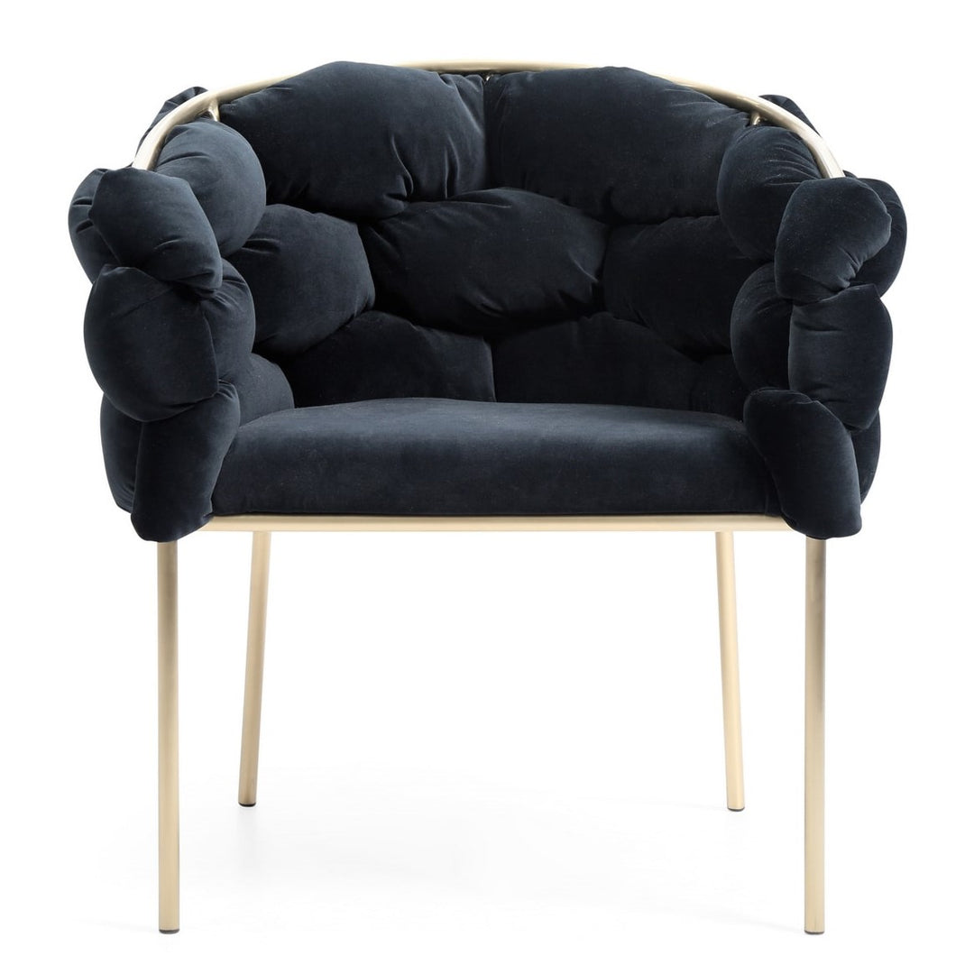Debra  Modern Black Velvet + Brushed Brass Dining Chair