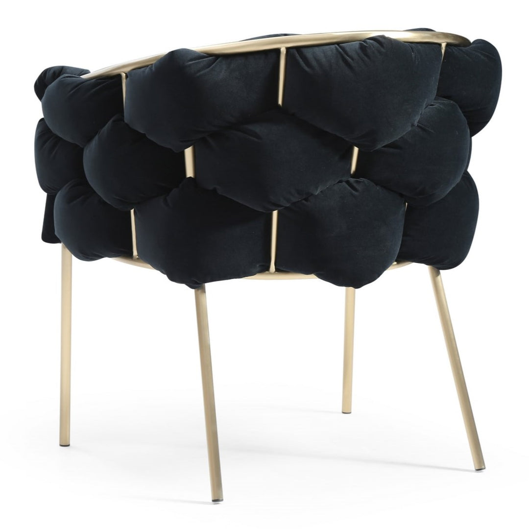 Debra  Modern Black Velvet + Brushed Brass Dining Chair