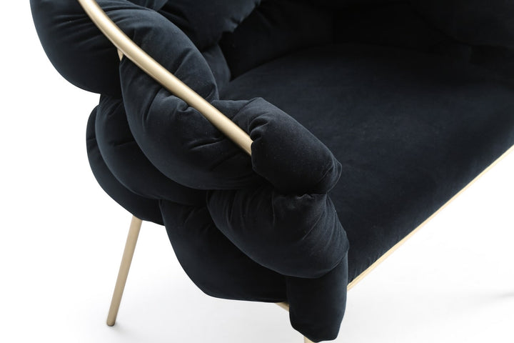 Debra - Modern Black Velvet  Brushed Brass Dining Chair