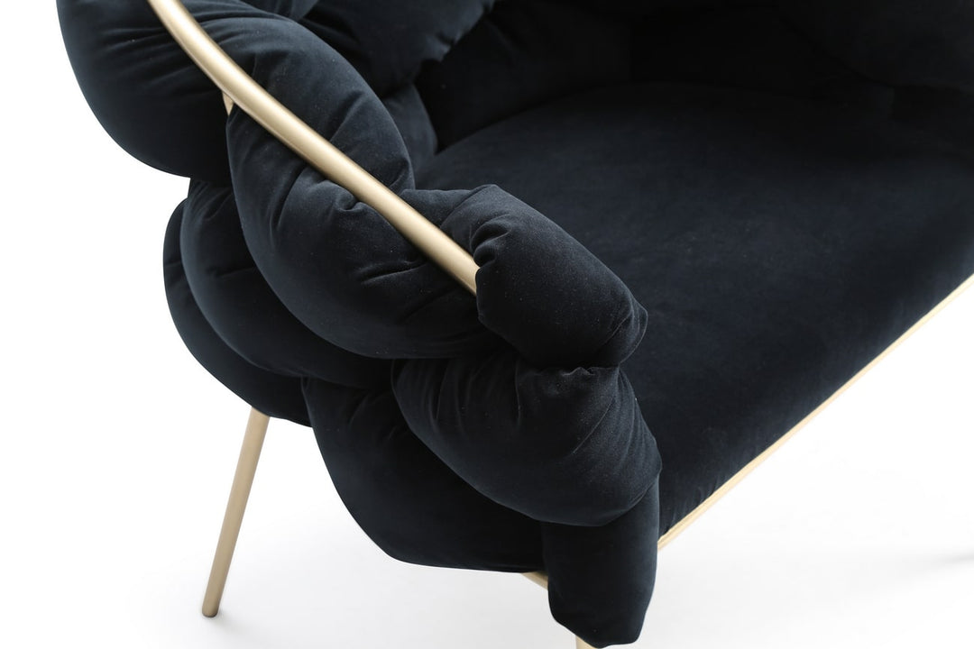 Debra - Modern Black Velvet + Brushed Brass Dining Chair