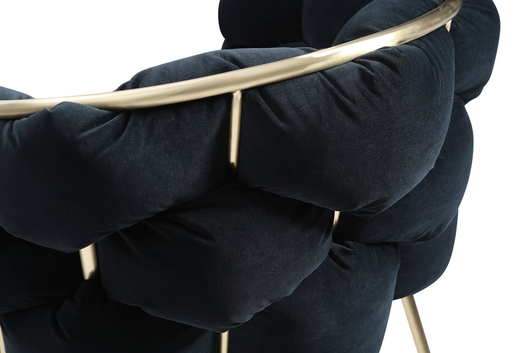 Debra  Modern Black Velvet + Brushed Brass Dining Chair