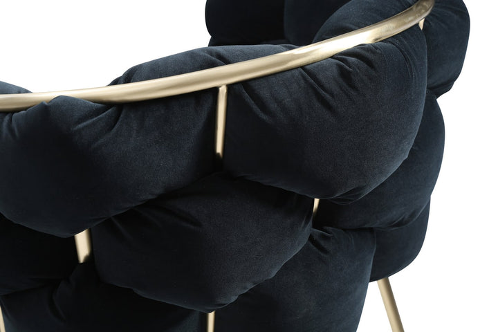 Debra  Modern Black Velvet + Brushed Brass Dining Chair