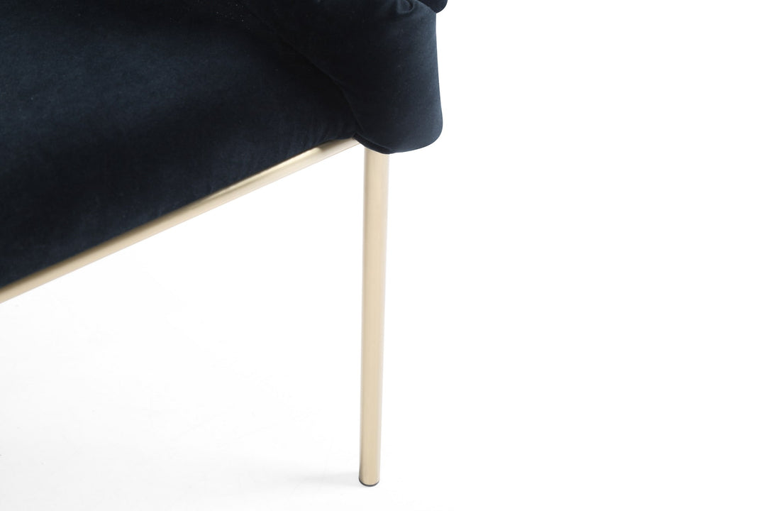 Debra  Modern Black Velvet + Brushed Brass Dining Chair
