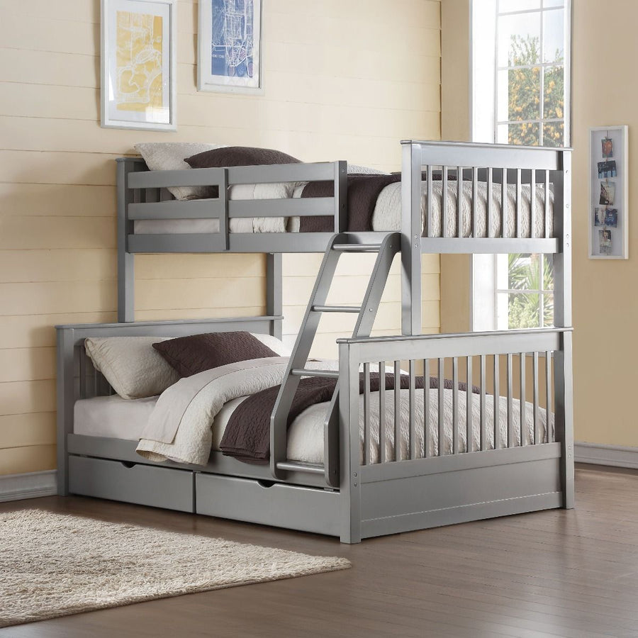 ACME Furniture Haley II Twin Over Full Bunk Bed With Storage Gray