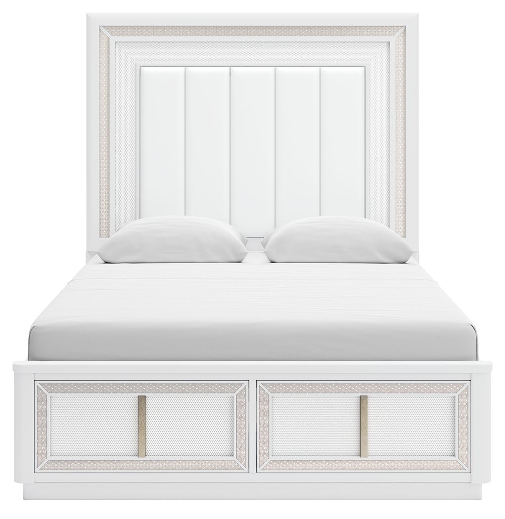 Chalanna - Queen Upholstered Storage Bed - White by Ashley Furniture product image